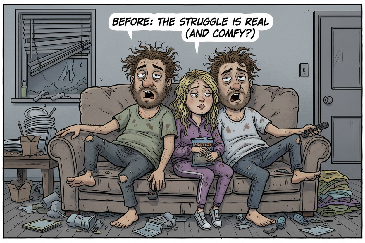 Man and woman before transformation